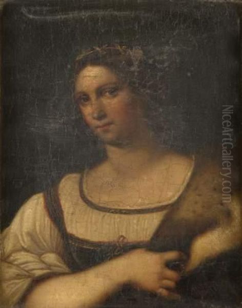 Portrait De Femme Oil Painting by Tiziano Vecellio (Titian)