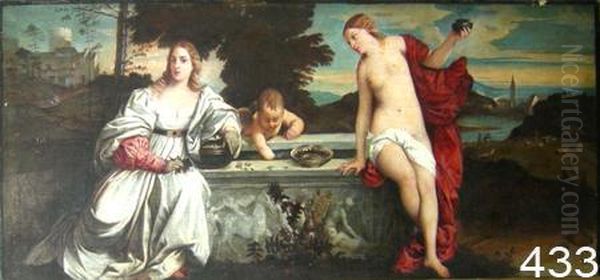 Amore Sacro E Amore Profano. Oil Painting by Tiziano Vecellio (Titian)