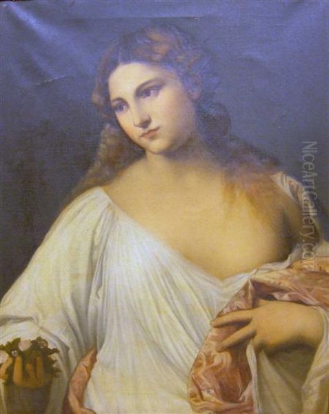 Flora Oil Painting by Tiziano Vecellio (Titian)