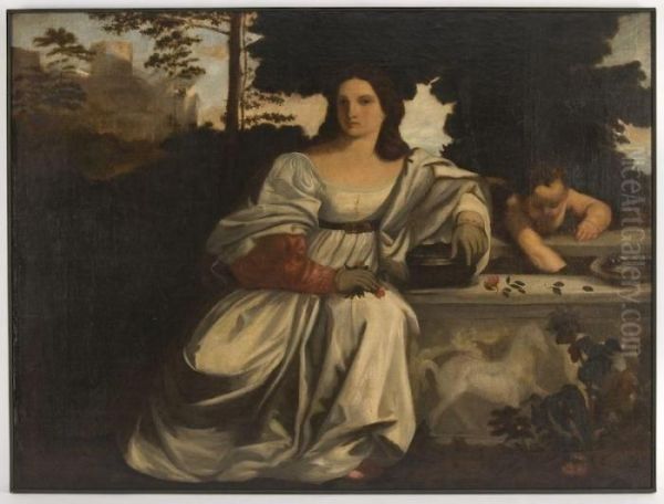 Sacred And Profane Love Oil Painting by Tiziano Vecellio (Titian)