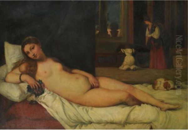 Venus Of Urbino Oil Painting by Tiziano Vecellio (Titian)