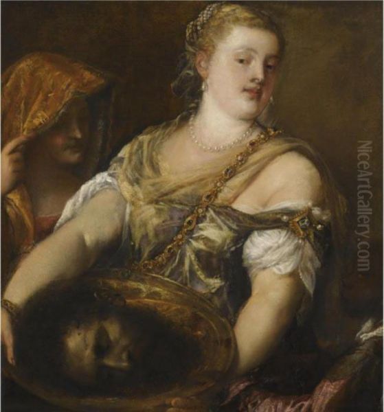 Salome With The Head Of John The Baptist Oil Painting by Tiziano Vecellio (Titian)