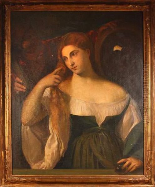 Femme Au Miroir by Tiziano Vecellio (Titian)