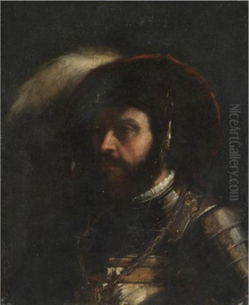 Head Of A Soldier Oil Painting by Tiziano Vecellio (Titian)