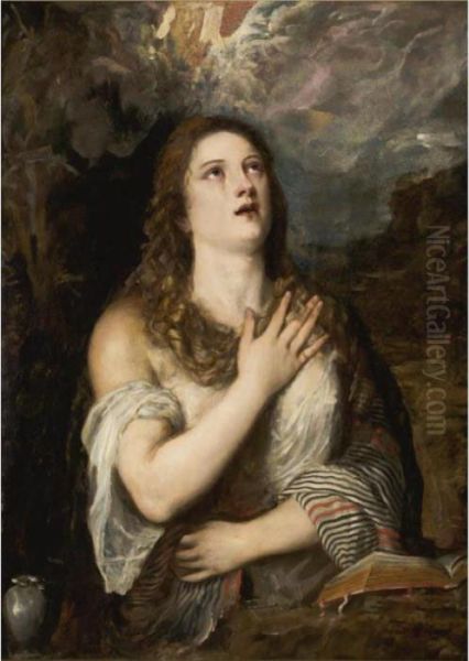 The Penitent Magdalene Oil Painting by Tiziano Vecellio (Titian)