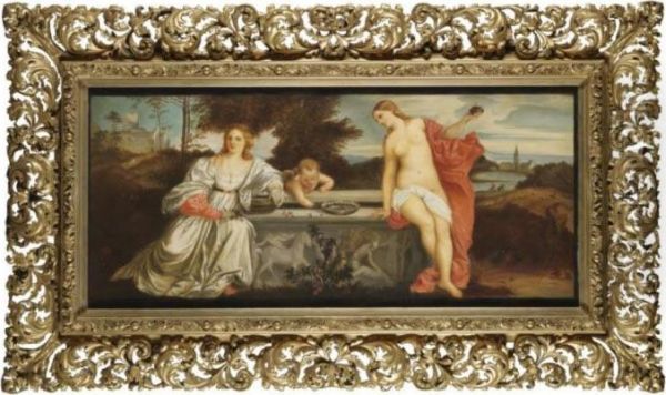 Sacred And Profane Love Oil Painting by Tiziano Vecellio (Titian)