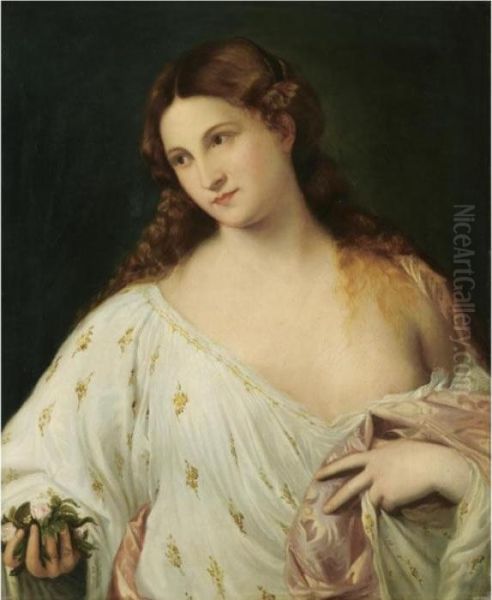 Flora Oil Painting by Tiziano Vecellio (Titian)