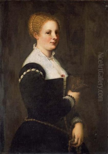 Portrait D'une Venitienne (elisabetta Querini Massola ?) Oil Painting by Tiziano Vecellio (Titian)