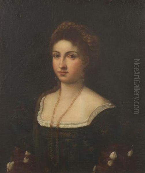 Called Titian La Bella Oil Painting by Tiziano Vecellio (Titian)