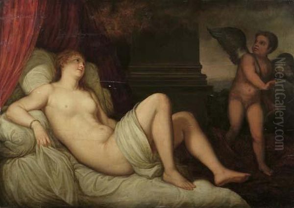 Venus Und Amor. Oil Painting by Tiziano Vecellio (Titian)