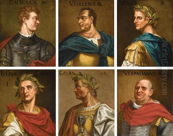 Set Of Six Portraits Of Emperors Oil Painting by Tiziano Vecellio (Titian)