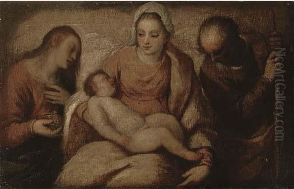 The Holy Family With Saint Mary Magdalene Oil Painting by Tiziano Vecellio (Titian)