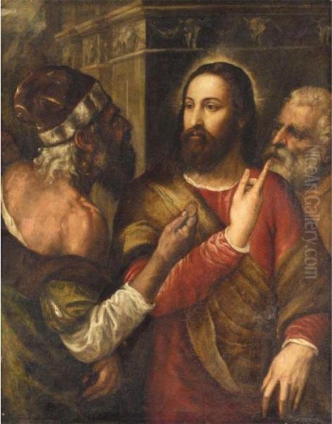 Christ And The Tribute Money Oil Painting by Tiziano Vecellio (Titian)