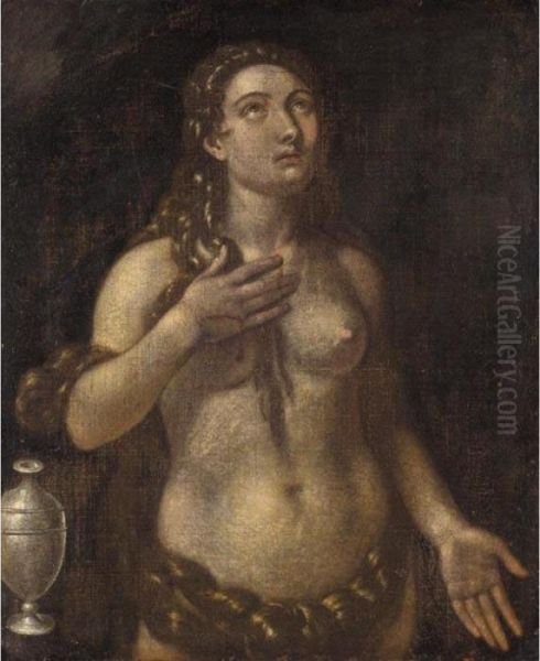 The Penitent Magdalene Oil Painting by Tiziano Vecellio (Titian)