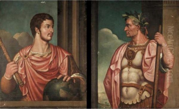 Portraits Of Emperor Augustus And Julius Caesar Oil Painting by Tiziano Vecellio (Titian)