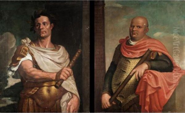 Portraits Of Emperors Vespasian And Galba Oil Painting by Tiziano Vecellio (Titian)