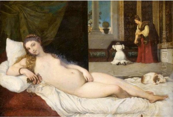 Venus Of Urbino Oil Painting by Tiziano Vecellio (Titian)