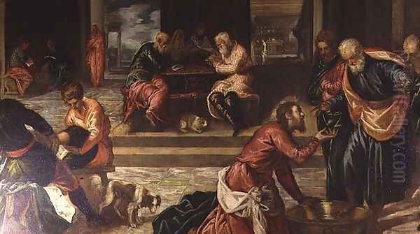 Christ Washing the Feet of the Disciples 2 Oil Painting by Jacopo Tintoretto (Robusti)