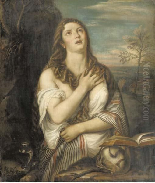 The Penitent Magdalen Oil Painting by Tiziano Vecellio (Titian)