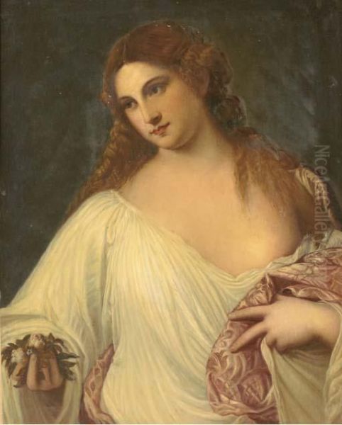 Flora Oil Painting by Tiziano Vecellio (Titian)