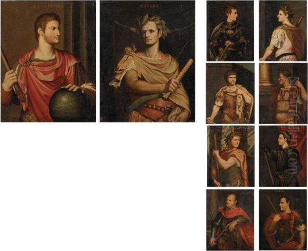 Portraits Of Roman Emperors: A Set Of Ten Paintings Oil Painting by Tiziano Vecellio (Titian)