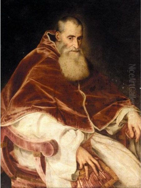 Portrait Of Pope Paul Iii Oil Painting by Tiziano Vecellio (Titian)