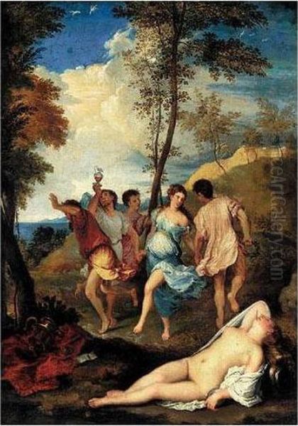 The Bacchanal Of The Andrians Oil Painting by Tiziano Vecellio (Titian)