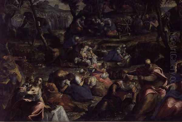 The Miraculous Fall of Manna Oil Painting by Jacopo Tintoretto (Robusti)