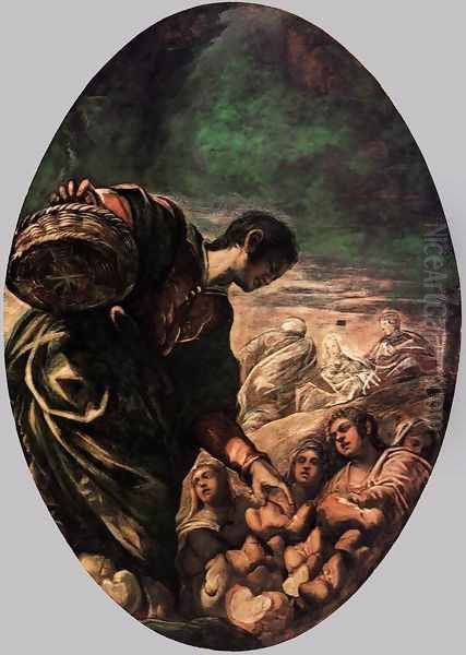 Elisha Multiplies the Bread Oil Painting by Jacopo Tintoretto (Robusti)