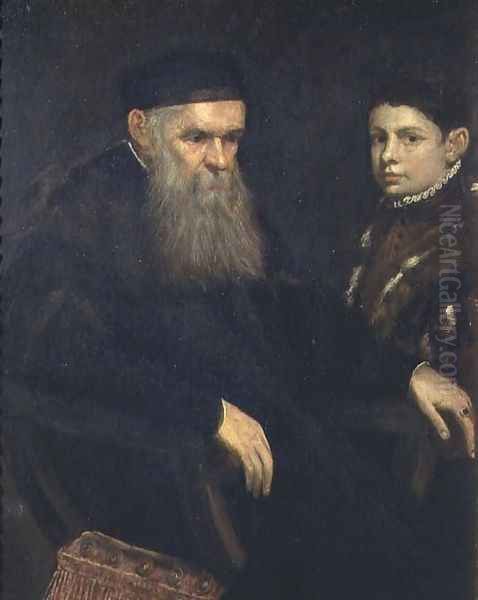 Old man and his servant, 1565 Oil Painting by Jacopo Tintoretto (Robusti)