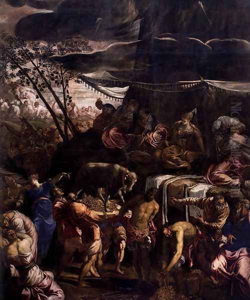 Moses Receiving the Tables of the Law (detail 2) Oil Painting by Jacopo Tintoretto (Robusti)