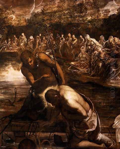 The Baptism of Christ (detail 2) Oil Painting by Jacopo Tintoretto (Robusti)