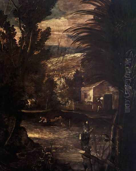 The Flight into Egypt (detail 1) Oil Painting by Jacopo Tintoretto (Robusti)