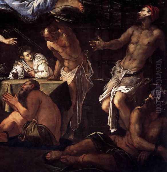 St Roch in Prison Visited by an Angel (detail 3) Oil Painting by Jacopo Tintoretto (Robusti)