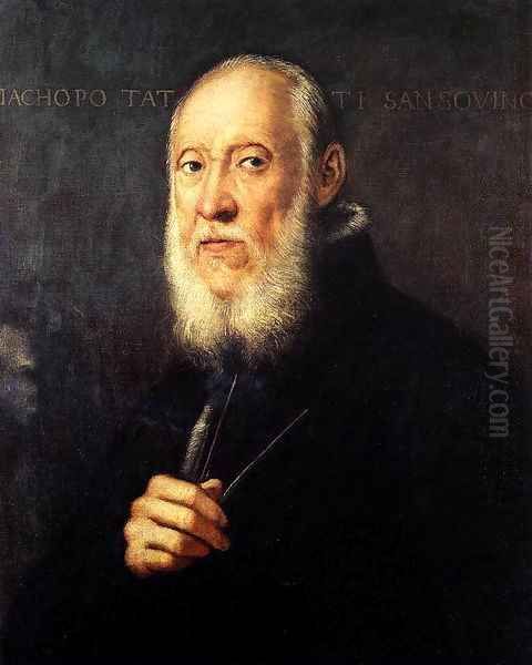 Portrait of Jacopo Sansovino 4 Oil Painting by Jacopo Tintoretto (Robusti)