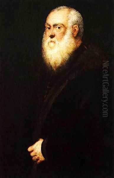 Portrait of a White-Bearded Man 2 Oil Painting by Jacopo Tintoretto (Robusti)