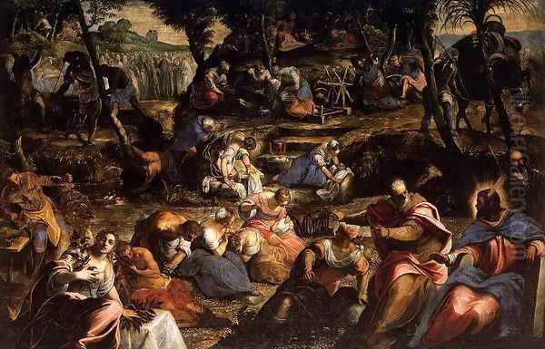 The Jews in the Desert 2 Oil Painting by Jacopo Tintoretto (Robusti)