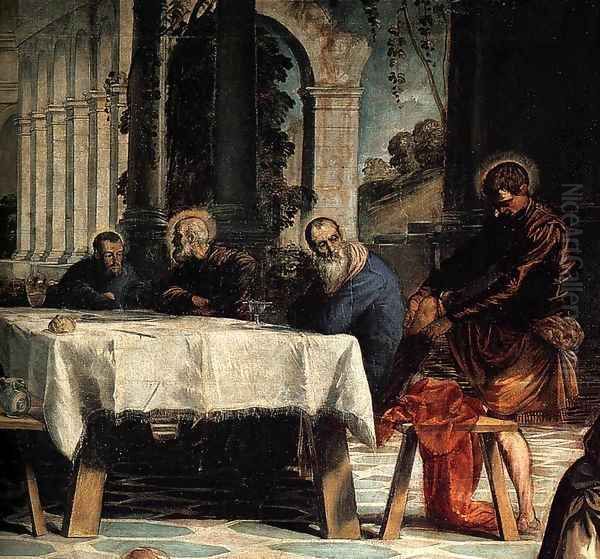 Christ Washing the Feet of His Disciples (detail) 2 Oil Painting by Jacopo Tintoretto (Robusti)