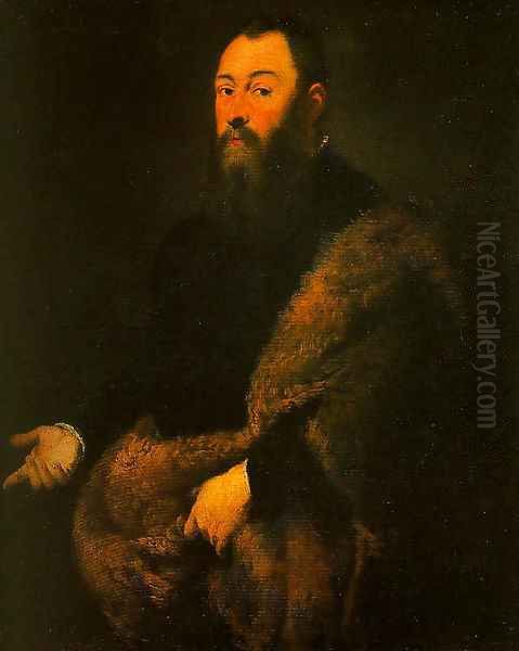 Portrait of a Gentleman in a Fur Oil Painting by Jacopo Tintoretto (Robusti)