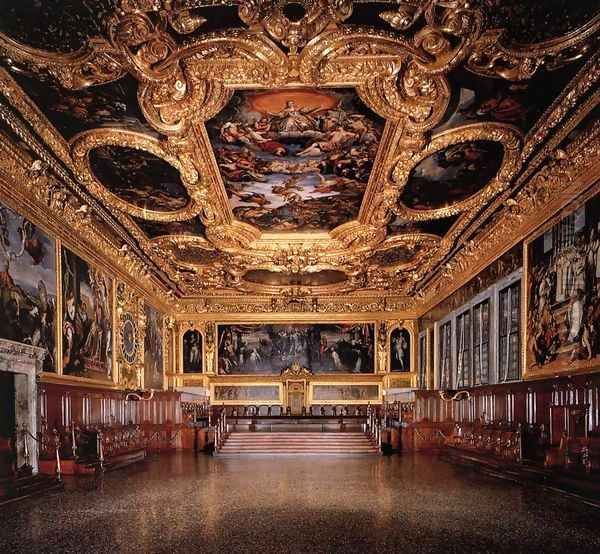 View of the Hall of the Senate Oil Painting by Jacopo Tintoretto (Robusti)