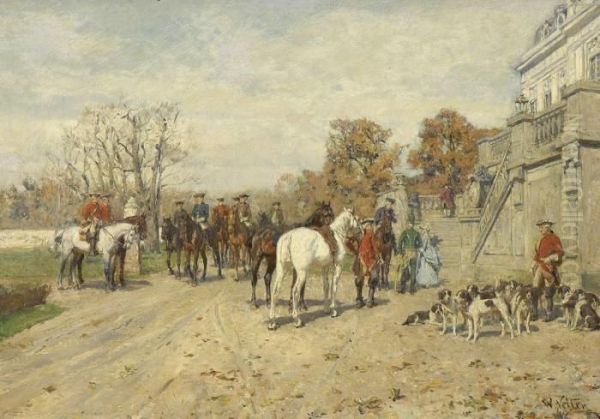 Aufbruch Zur Jagd Oil Painting by Wilhelm Velten