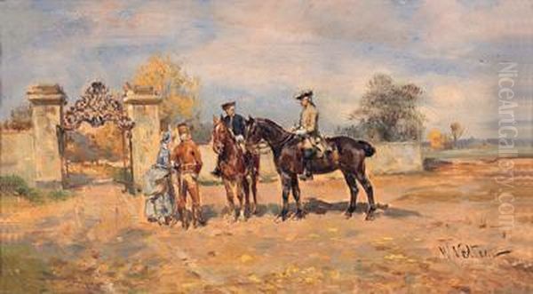 Vor Dem Schlostor Oil Painting by Wilhelm Velten