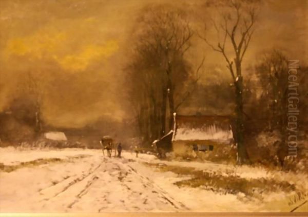 Einspanner Im Winter Oil Painting by Wilhelm Velten