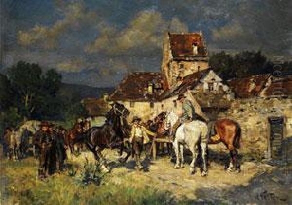 Rossmarkt Vor Der Altstadtmauer Oil Painting by Wilhelm Velten