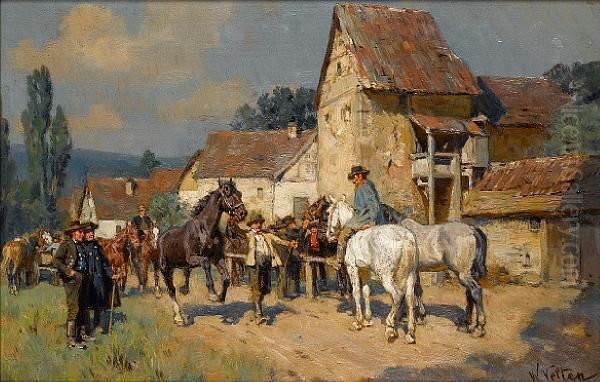 The Horse Market Oil Painting by Wilhelm Velten