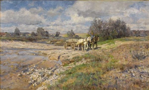 The Horse Drawn Cart Oil Painting by Wilhelm Velten