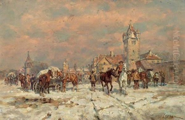 Winter Market. Oil Painting by Wilhelm Velten