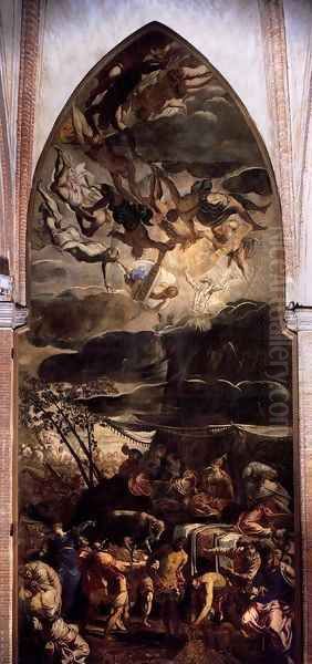 Moses Receiving the Tables of the Law 2 Oil Painting by Jacopo Tintoretto (Robusti)