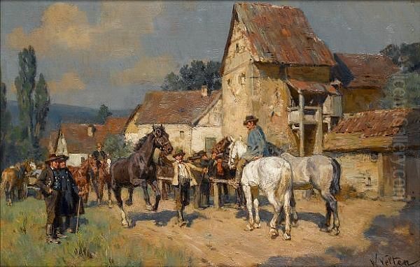 The Horse Market Oil Painting by Wilhelm Velten