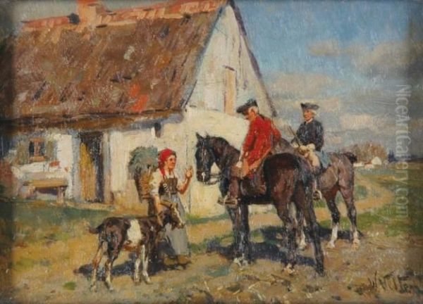 The Horsemen Oil Painting by Wilhelm Velten